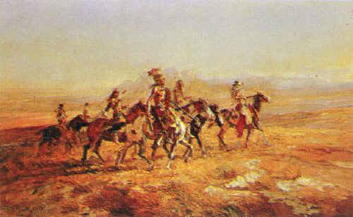 Charles M Russell Sun River War Party oil painting image